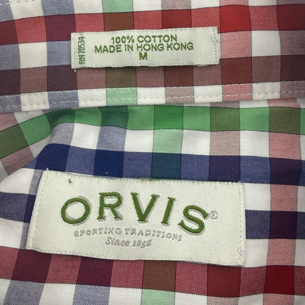 Orvis Mens Medium Short Sleeve Shirt Multi‎ Color Gingham Check Cotton - Picture 4 of 6
